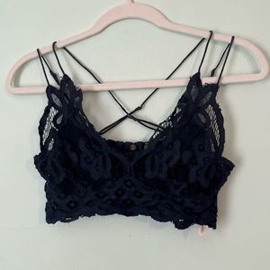Free people adella lace bralette size medium in navy